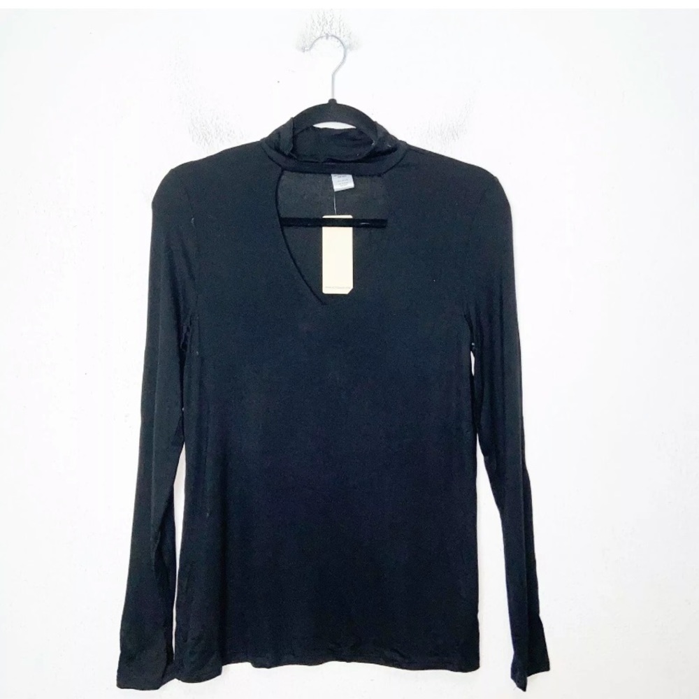 Hot Gal Black Mock Neck Cutout Long Sleeve Top